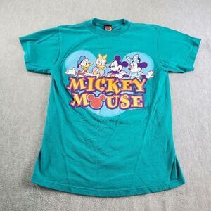 Vtg Mickey Mouse And Friends Shirt Mens Medium Green Short Sleeve Crew Neck Tee